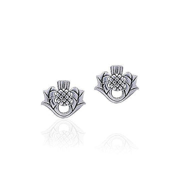 Scottish Thistle Silver Post Earrings TE870 - Jewelry